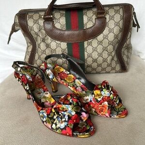 Vintage Frank Moore Floral Cloth Mules, 8.5